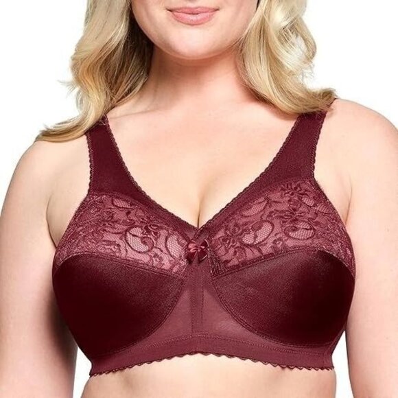Glamorise MagicLift Original Support Wirefree Bra Burgundy Red 40D - Picture 4 of 4